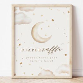 Póster Letrero de Rifas de Pañales Sobre la Luna