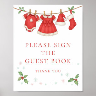 Póster Letrero de ropa de Navidad Libro de invitados Baby