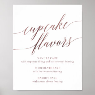 Póster Letrero de Sabores de Cupcakes con Caligrafía en R
