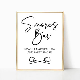 Póster Letrero de S'Mores Bar Marshmallow ¡Vamos a la Fie