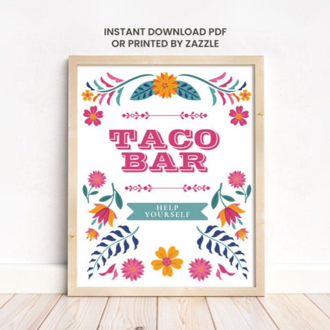 Póster Letrero de Taco Bar Fiesta Mexicana Rosa Amarillo (Subido por el creador)