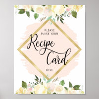 Letrero de tarjeta de receta de acuarela floral ro