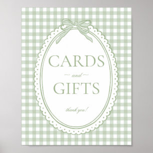 Póster Letrero de Tarjeta y Regalos de Coqueta de Gingham