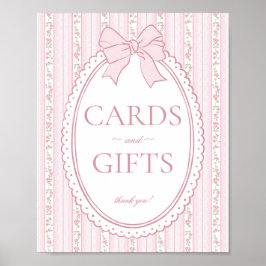 Póster Letrero de tarjeta y regalos florales elegantes vi