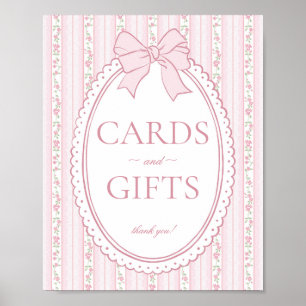 Póster Letrero de tarjeta y regalos florales elegantes vi