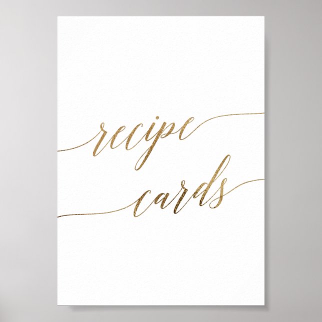 Póster Letrero de Tarjetas de Recetas con Caligrafía Dora (Frente)