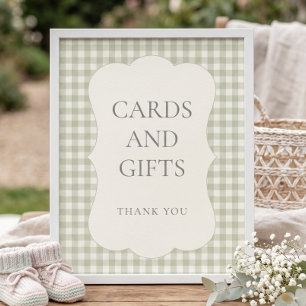Póster Letrero de Tarjetas Regalos de Baby Shower Sage Gi