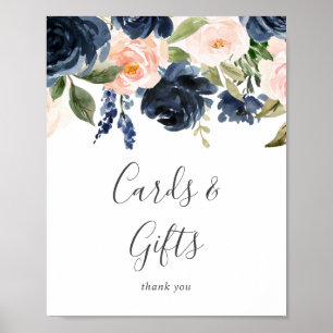 Póster Letrero de Tarjetas y Regalos Blancos con Flores R