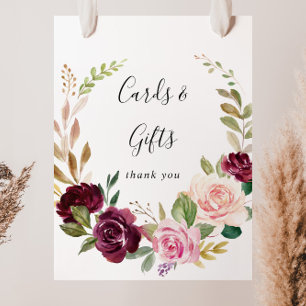Póster Letrero de tarjetas y regalos botánicos florales r