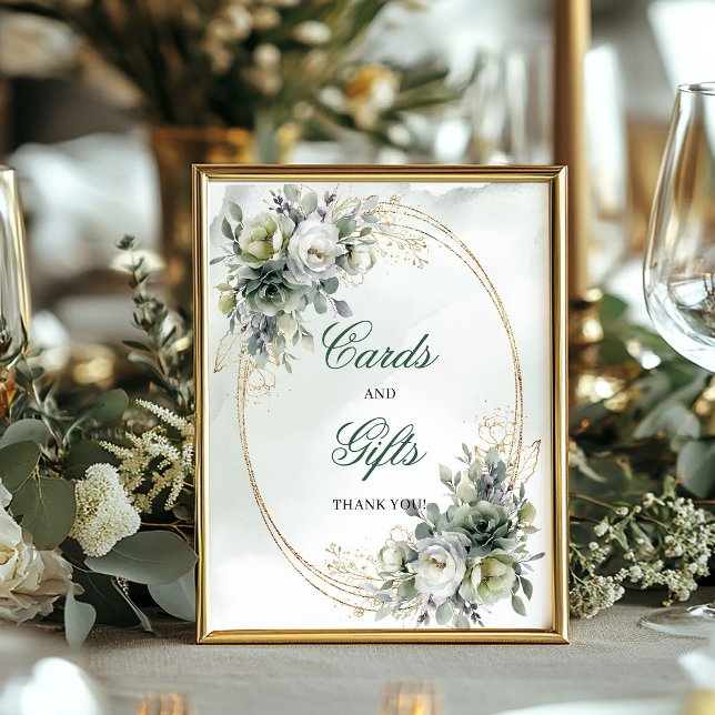 Póster Letrero de Tarjetas y Regalos Chic Rústico Acuarel (Rustic Chic Watercolor Boho Cards and Gifts Sign)