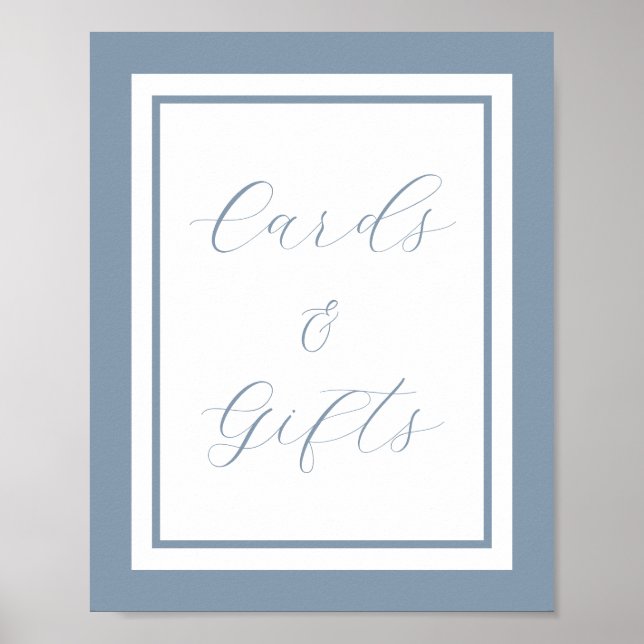 Póster Letrero de tarjetas y regalos con elegante polvo a (Frente)