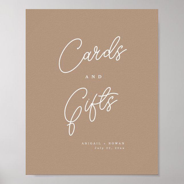 Póster Letrero de Tarjetas y Regalos con Escritura Minima (Frente)
