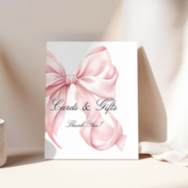 Póster Letrero de tarjetas y regalos con lazo rosa