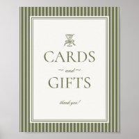 Letrero de Tarjetas y Regalos con Rayas Verdes de 