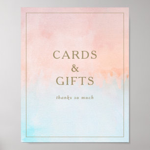 Póster Letrero de Tarjetas y Regalos de Acuarela de Puest