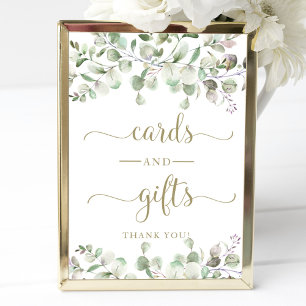 Póster Letrero de Tarjetas y Regalos de Acuarela de Verdo
