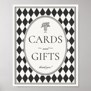 Póster Letrero de Tarjetas y Regalos de Arlequín Negro a