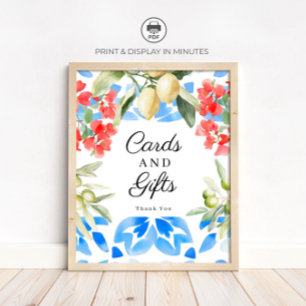 Póster Letrero de Tarjetas y Regalos de Baldosas Mediterr
