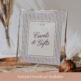 Póster Letrero de tarjetas y regalos de boda con franja B