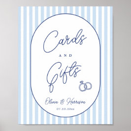 Póster Letrero de tarjetas y regalos de boda con franja d