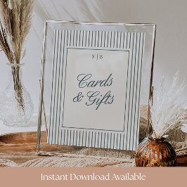 Póster Letrero de tarjetas y regalos de boda con franja d