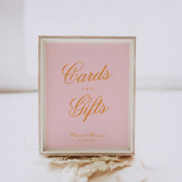 Póster Letrero de tarjetas y regalos de boda con guión de