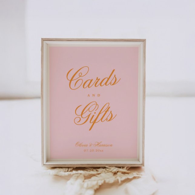 Póster Letrero de tarjetas y regalos de boda con guión de (Subido por el creador)