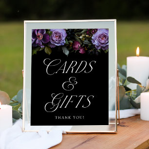 Póster Letrero de tarjetas y regalos de boda florales gót
