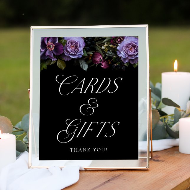 Póster Letrero de tarjetas y regalos de boda florales gót (Subido por el creador)
