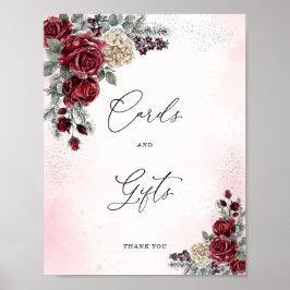 Póster Letrero de tarjetas y regalos de bodas de invierno