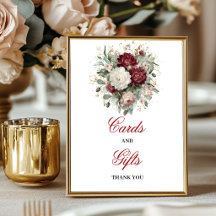 Letrero de Tarjetas y Regalos de Burgundy con Toqu