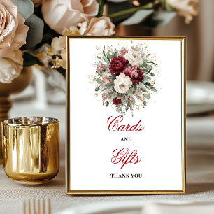 Póster Letrero de Tarjetas y Regalos de Burgundy Romántic
