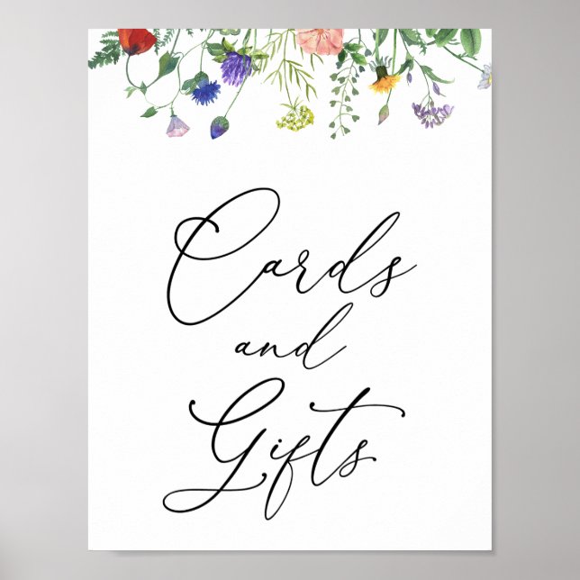Póster Letrero de tarjetas y regalos de campos de flores  (Frente)