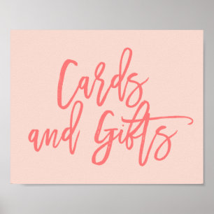 Póster Letrero de Tarjetas y Regalos de Coral con Letra a