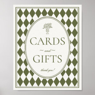 Póster Letrero de tarjetas y regalos de cuadros de arlequ