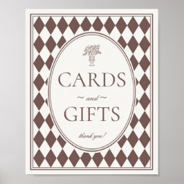 Póster Letrero de tarjetas y regalos de cuadros de arlequ