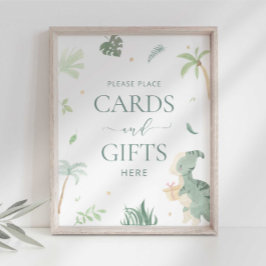 Póster Letrero de tarjetas y regalos de Dino bebé