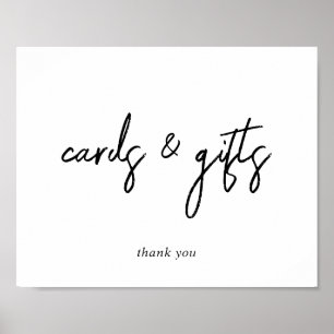Póster Letrero de Tarjetas y Regalos de Escritura en Blan