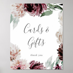 Póster Letrero de tarjetas y regalos de Floral Romance