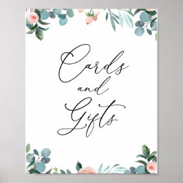 Póster Letrero de Tarjetas y Regalos de Florales Rosados 