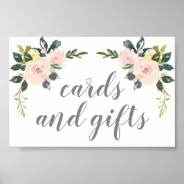 Póster Letrero de tarjetas y regalos de flores de primave