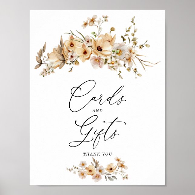 Póster Letrero de Tarjetas y Regalos de Flores Silvestres (Frente)