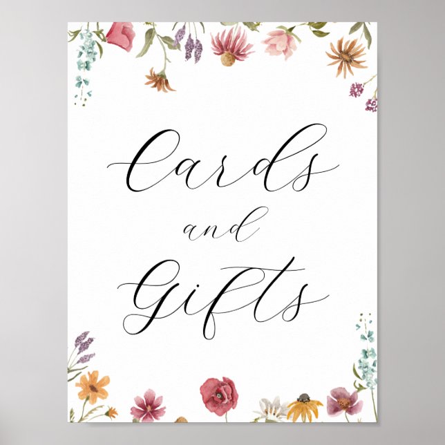Póster Letrero de tarjetas y regalos de flores silvestres (Frente)