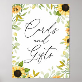 Póster Letrero de tarjetas y regalos de girasoles