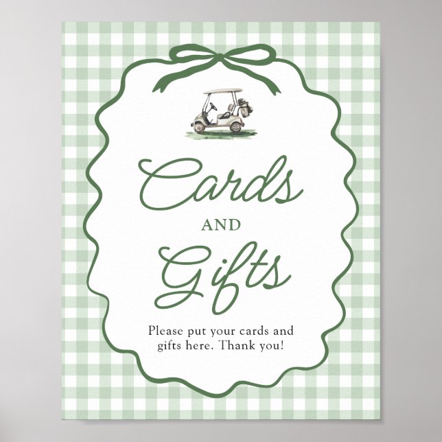 Póster Letrero de Tarjetas y Regalos de Golf con Lazo de  (Frente)