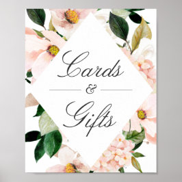 Póster Letrero de Tarjetas y Regalos de Hortensia Rosada