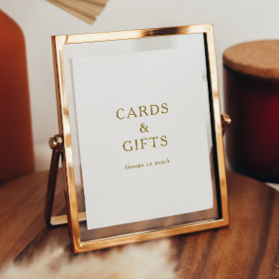Póster Letrero de tarjetas y regalos de oro minimalista c