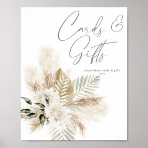 Póster Letrero de Tarjetas y Regalos de Palma Boho Pampas