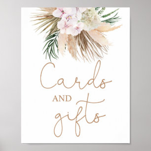 Póster Letrero de tarjetas y regalos de palmas secas boho