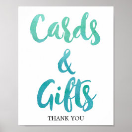 Póster Letrero de Tarjetas y Regalos de Playa con Caligra